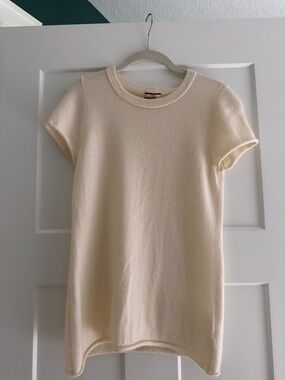 J. Crew Ivory Cashmere Short Sleeve Tee